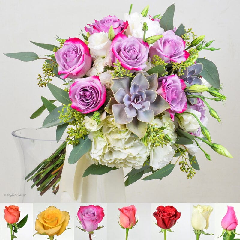 bridal bouquet with succulents roses - Wedding bouquet