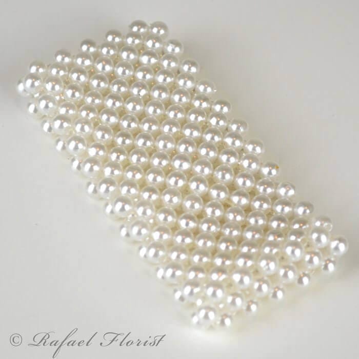 1.5 White Pearl/Ribbon Corsage Bracelet (Pack of 6)