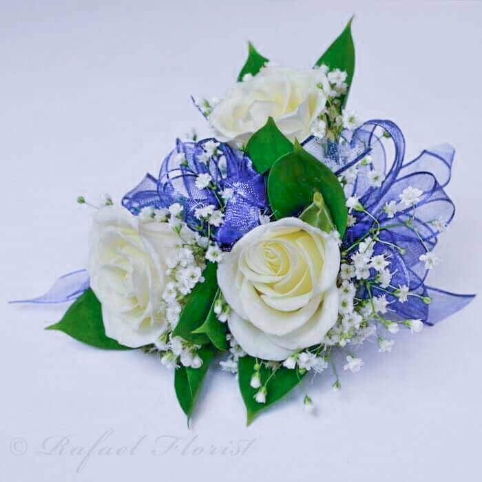 blue corsage for prom