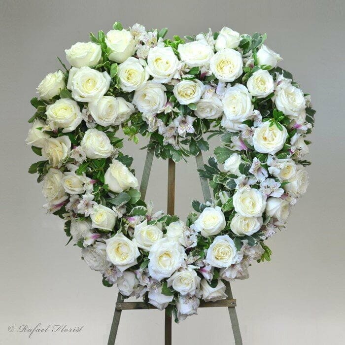 Always Remember Floral Heart Wreath - White - Naples Floral Design