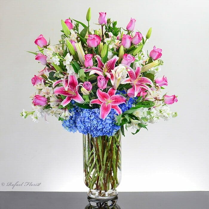 Blue Orchids and Stargazer Lily Vase by House of Stemms