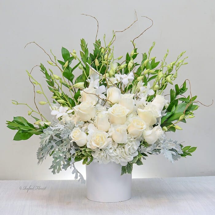 all white orchid centerpiece - San Rafael Florist - Flower Delivery