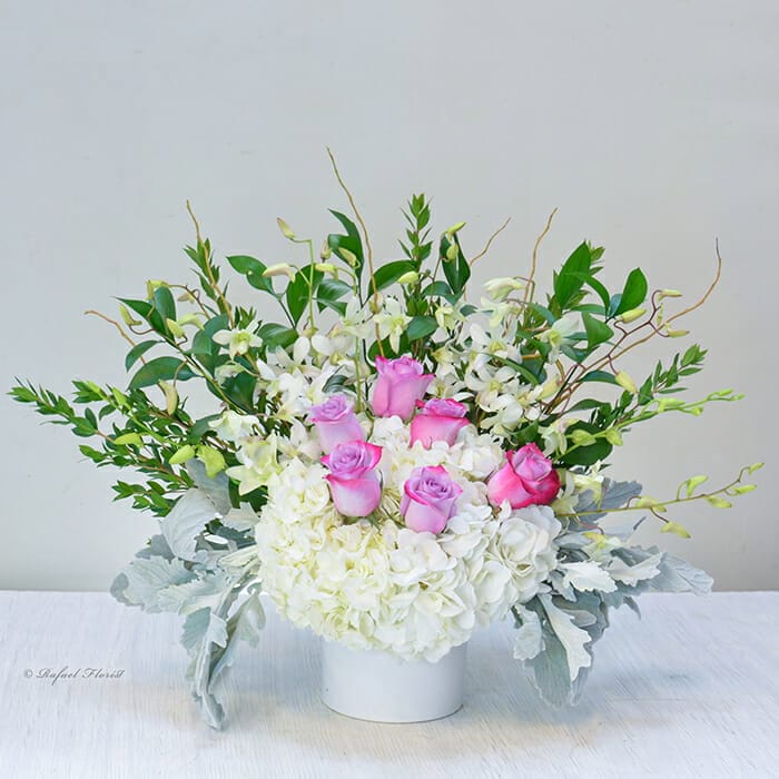 I Love White Orchids and Roses is an elegant design of exotic orchids