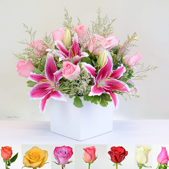 Lily•*¨*•.¸♬︎ Colorful & fragrant, this modern design of stargazer lilies